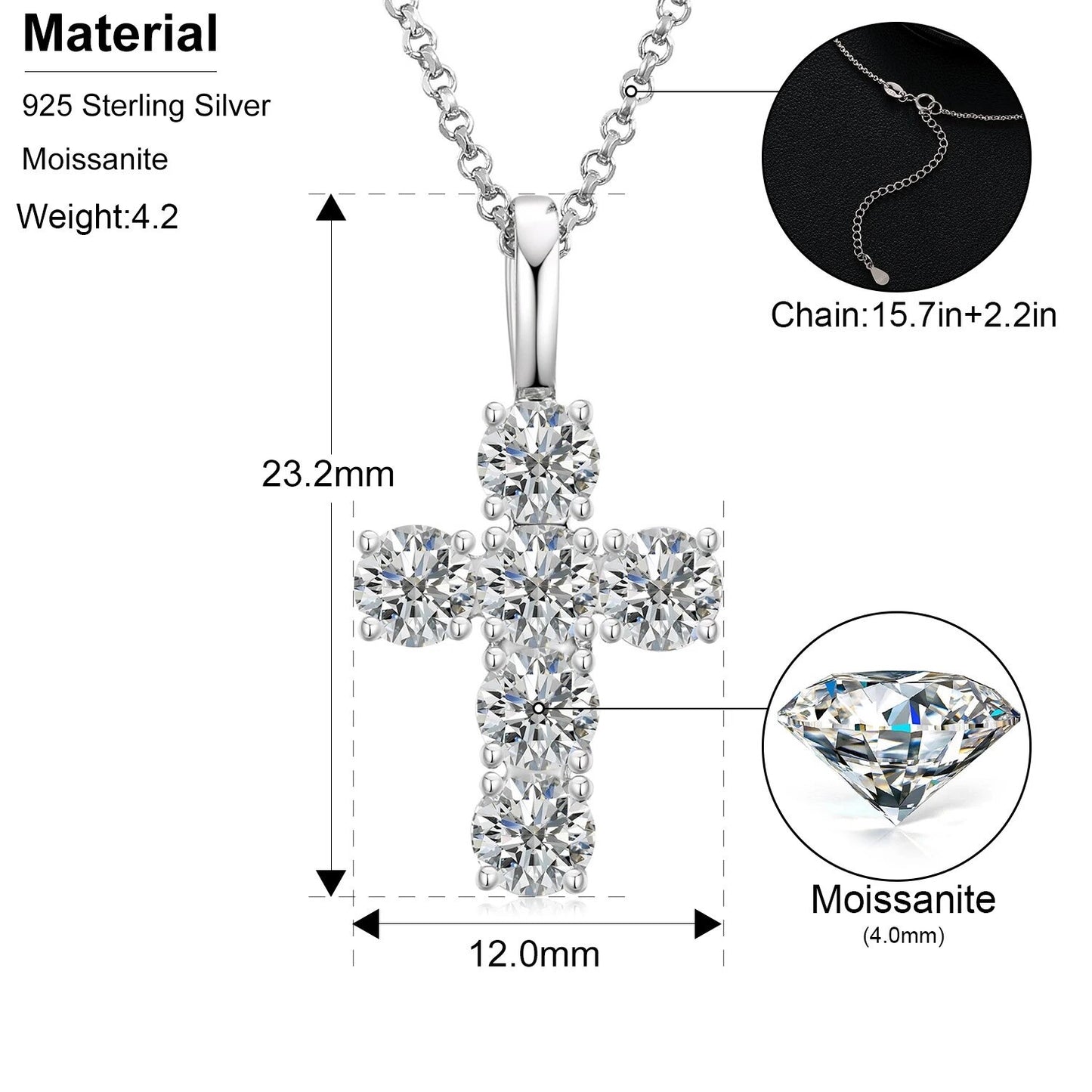 Cross Pendant 1.8CT 4mm