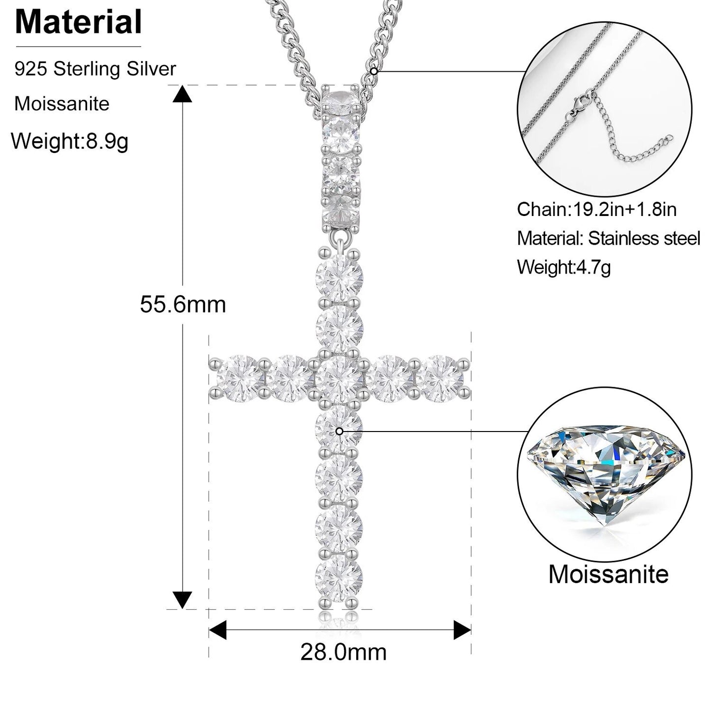 3.64CT Cross Pendant