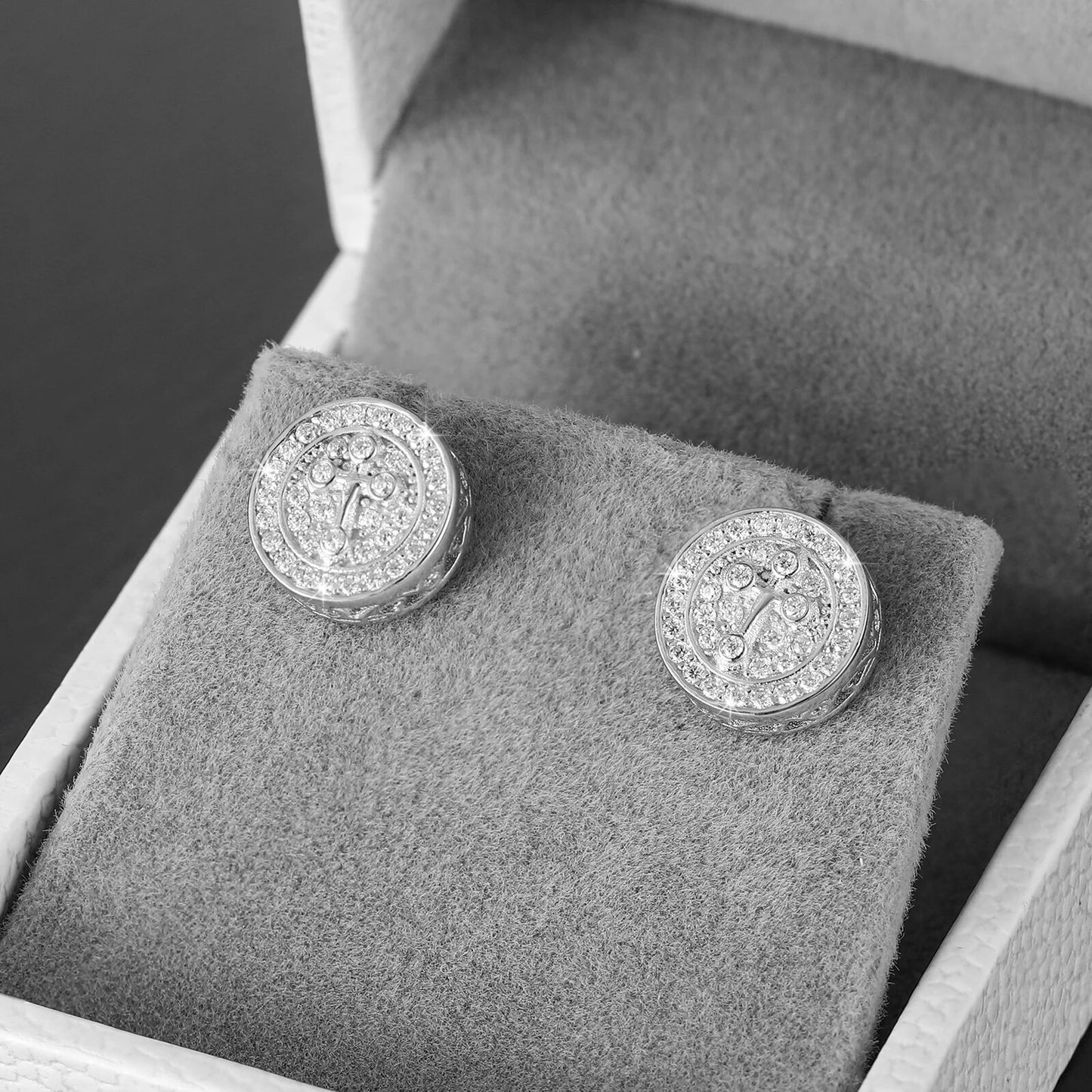 Round Cross Stud Earring