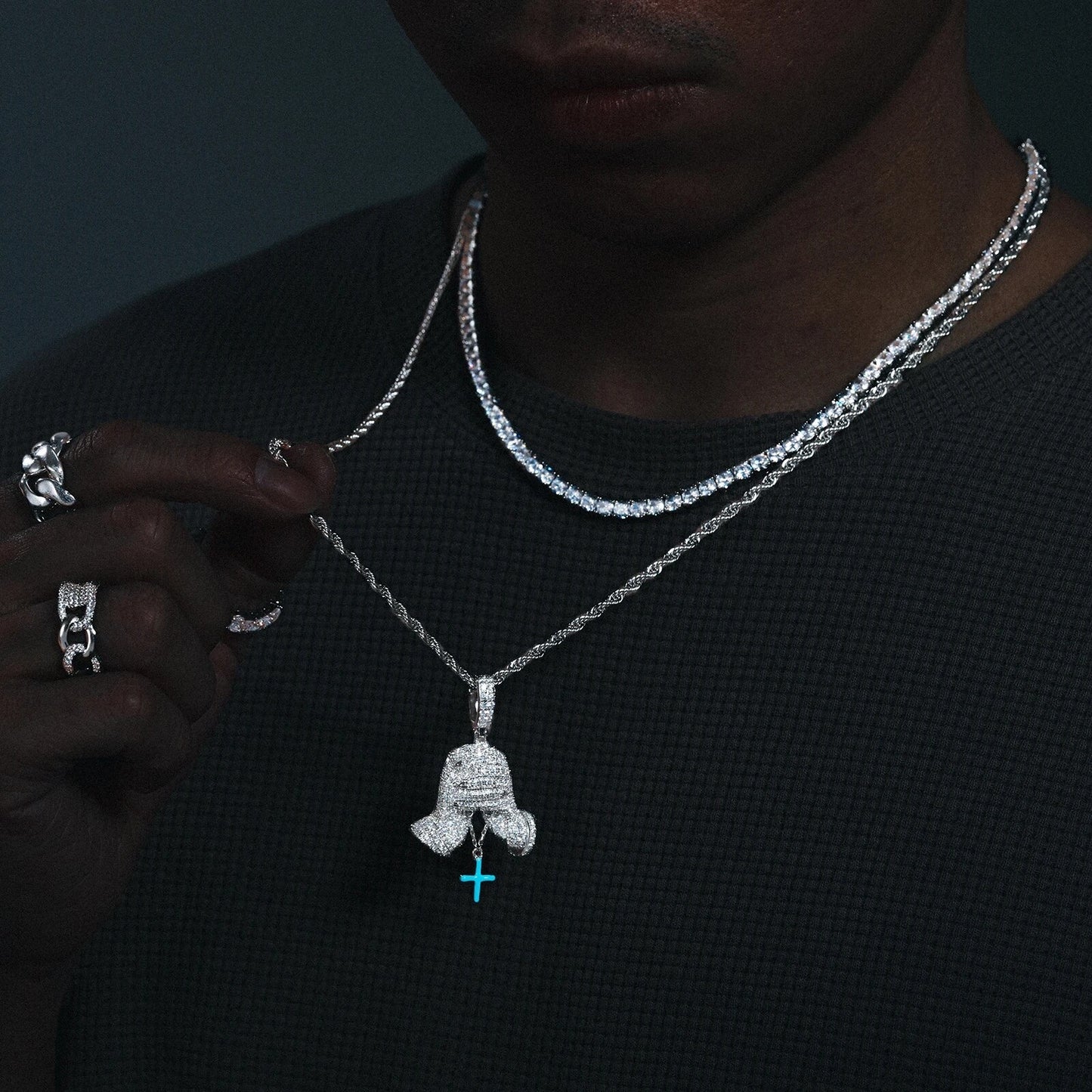 Hands of Prayer Cross Pendant