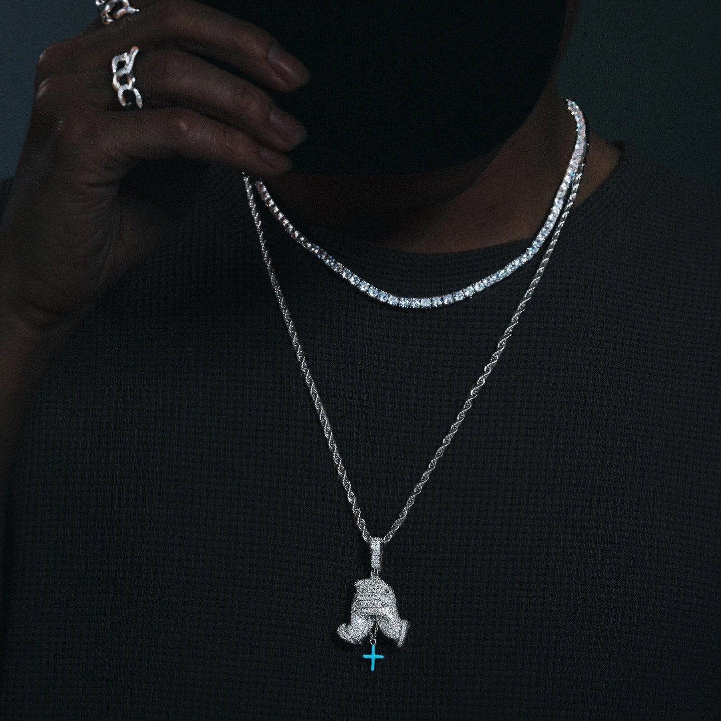 Hands of Prayer Cross Pendant