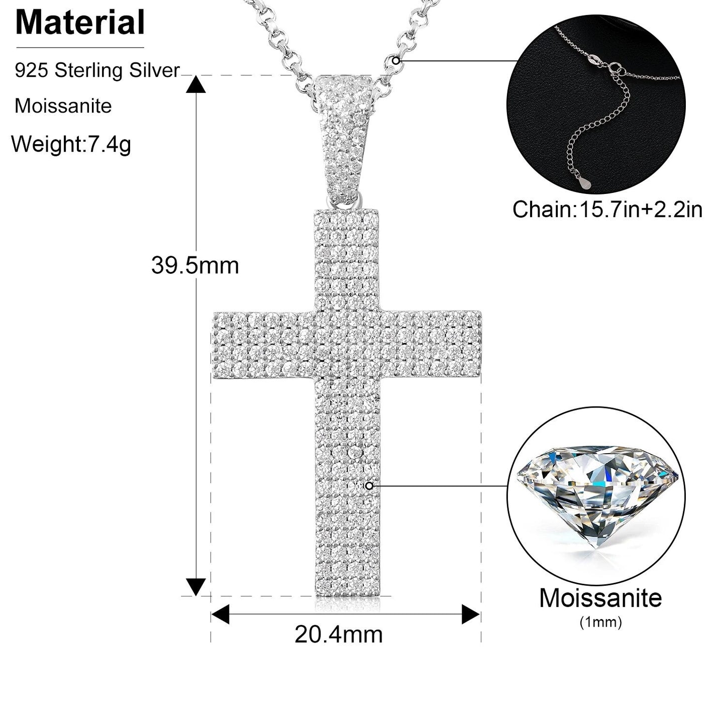 4 Row Cross Pendant