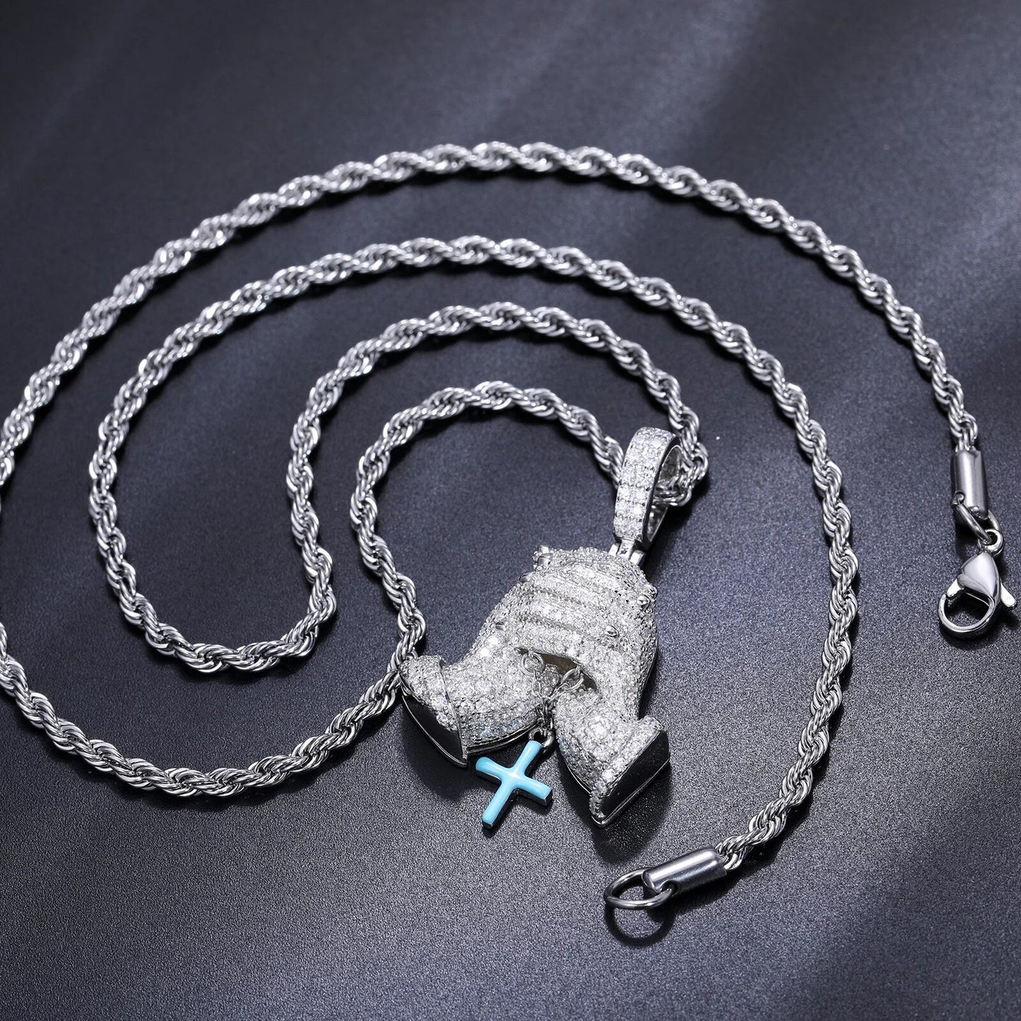 Hands of Prayer Cross Pendant