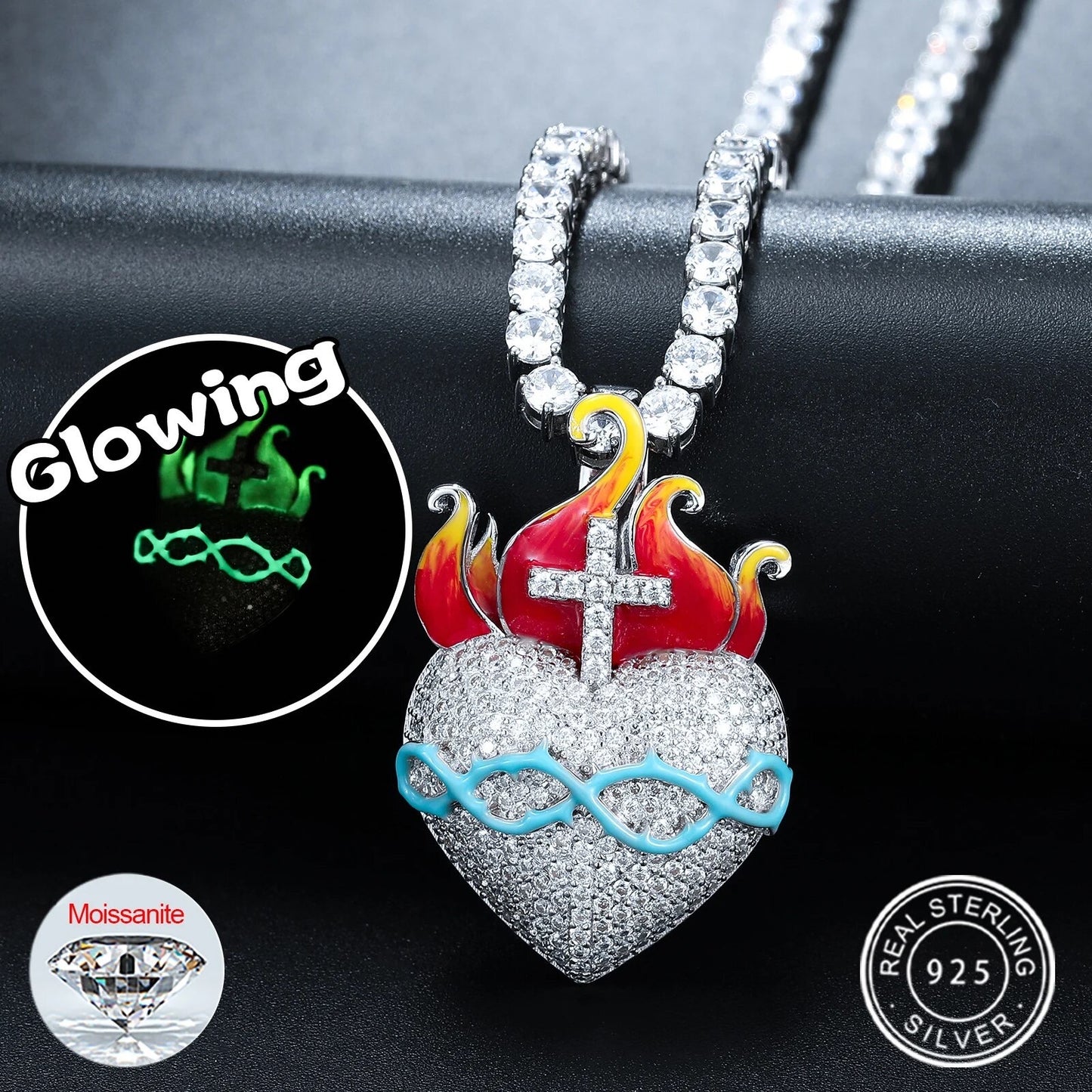 Glow Heart CrossFire Pendant